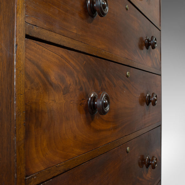 Antique Tallboy, English, Flame Mahogany, Tall Chest of Drawers, Victorian, 1850