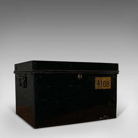 Vintage Deposit Box, English, Metal, Document Chest, 20th Century, Circa 1940