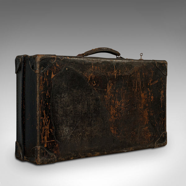 Antique Suitcase, English, Leather, Travel, Salesman, Officer, Case, Edwardian