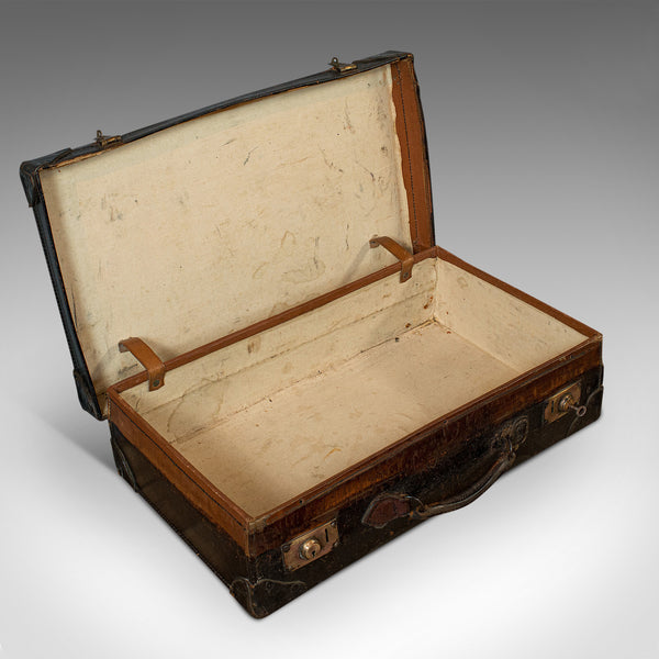 Antique Suitcase, English, Leather, Travel, Salesman, Officer, Case, Edwardian