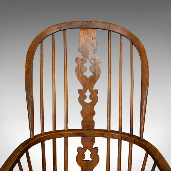 Antique Windsor Chair, British, Elm, Ash, Elbow, Armchair, Victorian, Circa 1860