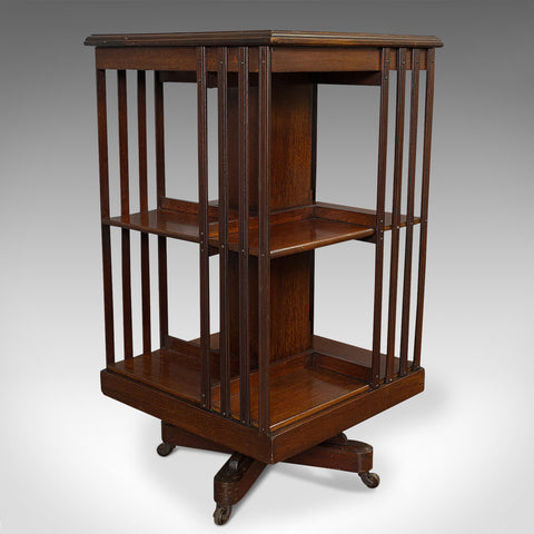 Antique Revolving Bookcase, English, Mahogany, Rotating Library, Edwardian, 1910