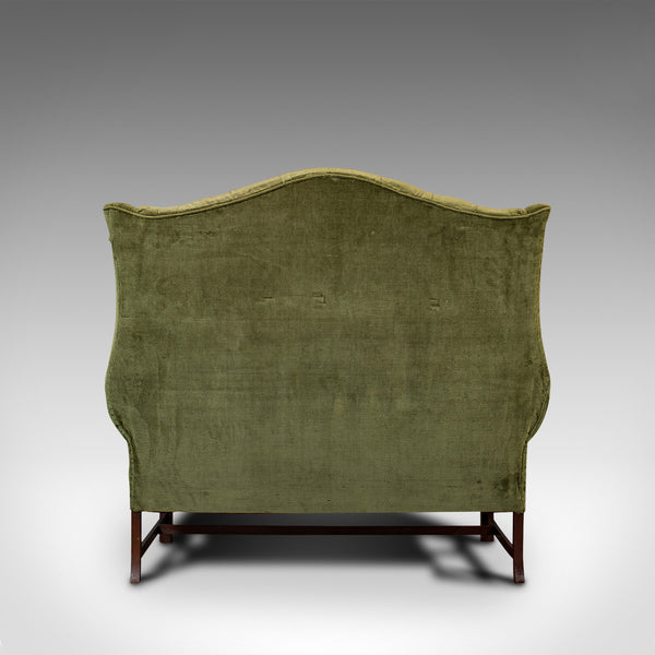 Antique High Wing-Back Settee, English, Sofa, Love Seat, Edwardian, Circa 1910