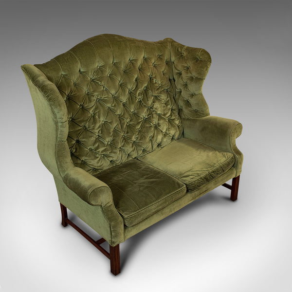 Antique High Wing-Back Settee, English, Sofa, Love Seat, Edwardian, Circa 1910