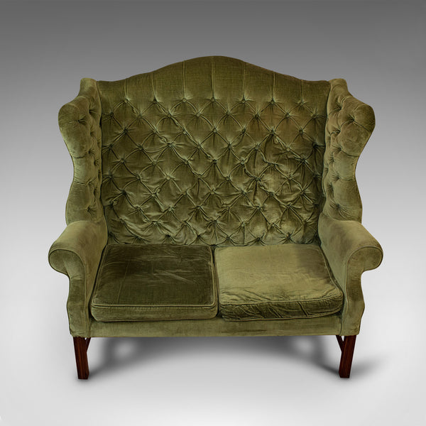 Antique High Wing-Back Settee, English, Sofa, Love Seat, Edwardian, Circa 1910