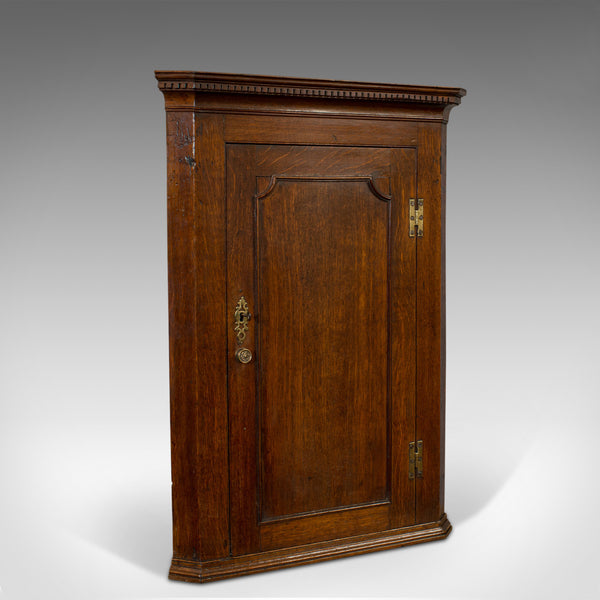 Antique George III Corner Cupboard, English, Oak, Wall Cabinet, Georgian, C.1800