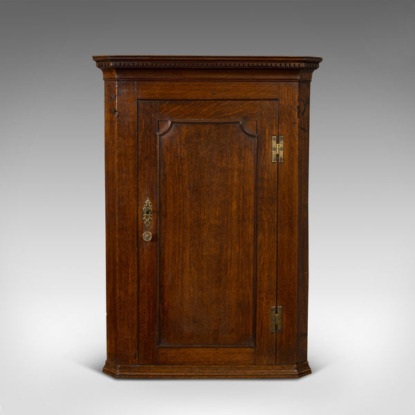 Antique George III Corner Cupboard, English, Oak, Wall Cabinet, Georgian, C.1800