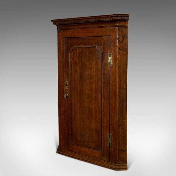 Antique George III Corner Cupboard, English, Oak, Wall Cabinet, Georgian, C.1800