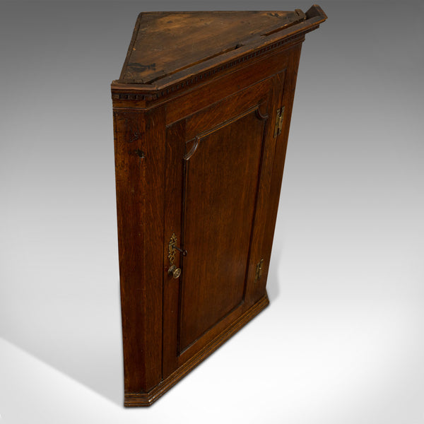 Antique George III Corner Cupboard, English, Oak, Wall Cabinet, Georgian, C.1800