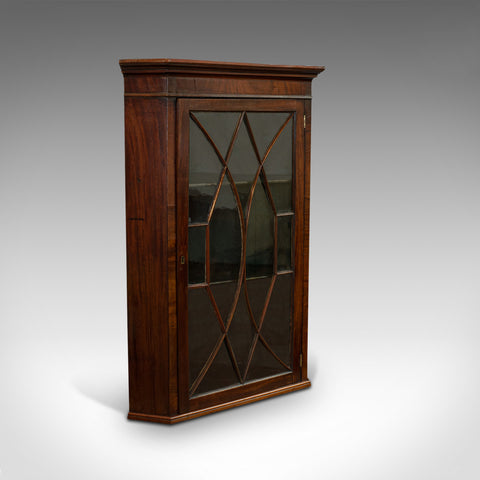 Antique Corner Cabinet, English, Mahogany, Cupboard, Astragal Glazed, Georgian