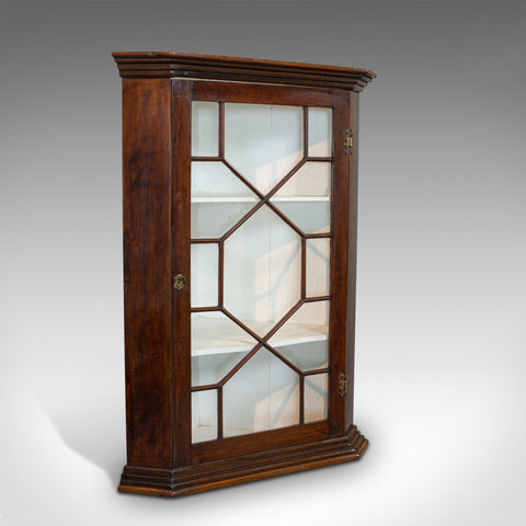 Antique Corner Cabinet, English, Walnut, Cupboard, Astragal Glazed, Georgian