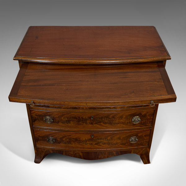 Antique Bow Front Chest of Drawers, English, Mahogany, Bachelor's Cabinet, 1890