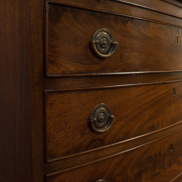 Antique Bow Front Chest of Drawers, English, Mahogany, Bachelor's Cabinet, 1890