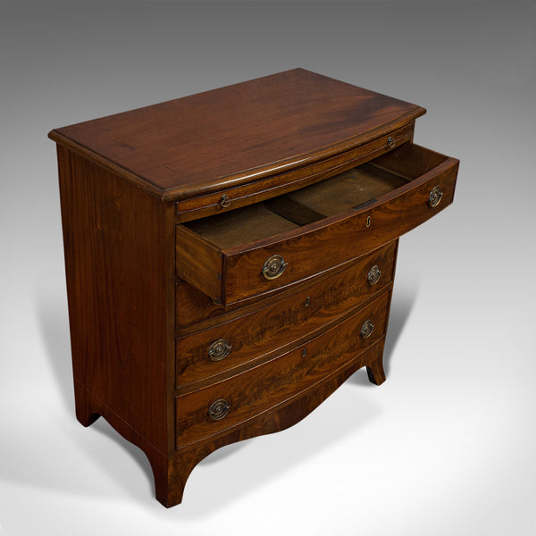 Antique Bow Front Chest of Drawers, English, Mahogany, Bachelor's Cabinet, 1890