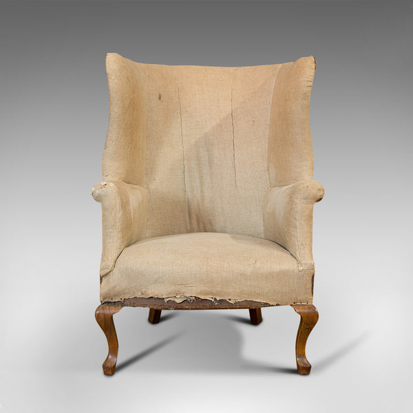 Antique Wing Armchair, English, Barrel-Back, Seat, Chair, Victorian, Circa 1900