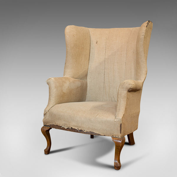 Antique Wing Armchair, English, Barrel-Back, Seat, Chair, Victorian, Circa 1900