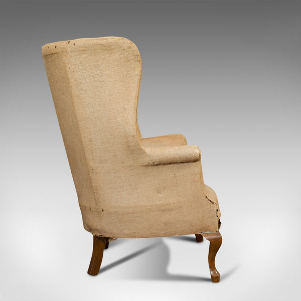 Antique Wing Armchair, English, Barrel-Back, Seat, Chair, Victorian, Circa 1900