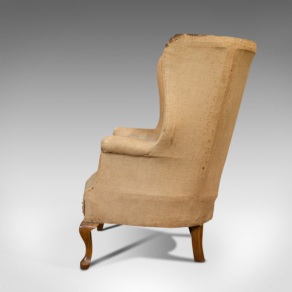 Antique Wing Armchair, English, Barrel-Back, Seat, Chair, Victorian, Circa 1900