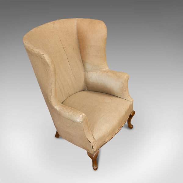 Antique Wing Armchair, English, Barrel-Back, Seat, Chair, Victorian, Circa 1900