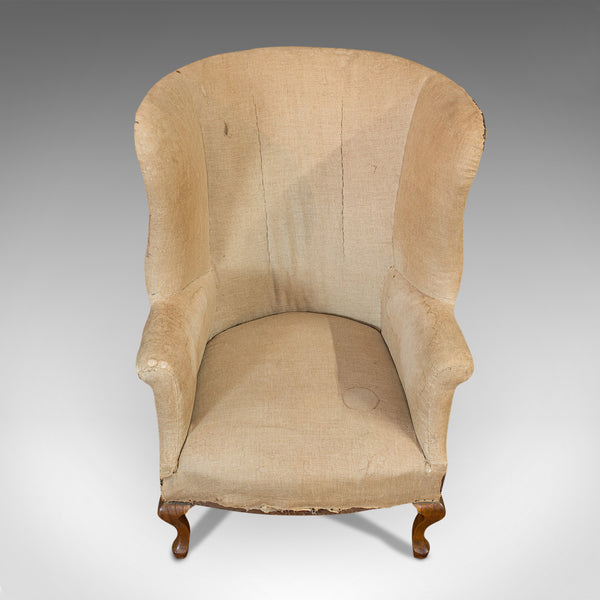 Antique Wing Armchair, English, Barrel-Back, Seat, Chair, Victorian, Circa 1900