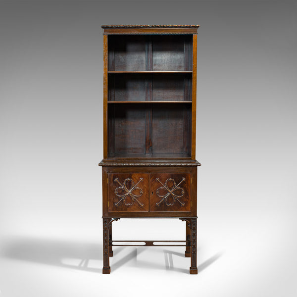 Compact Antique Open Bookcase, Mahogany, Sideboard, Dresser, Edwardian, C.1910