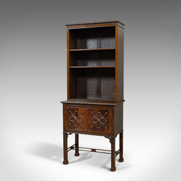 Compact Antique Open Bookcase, Mahogany, Sideboard, Dresser, Edwardian, C.1910