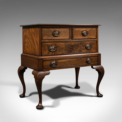 Antique Dwarf Chest on Stand, English, Flame Mahogany, Victorian, Circa 1900