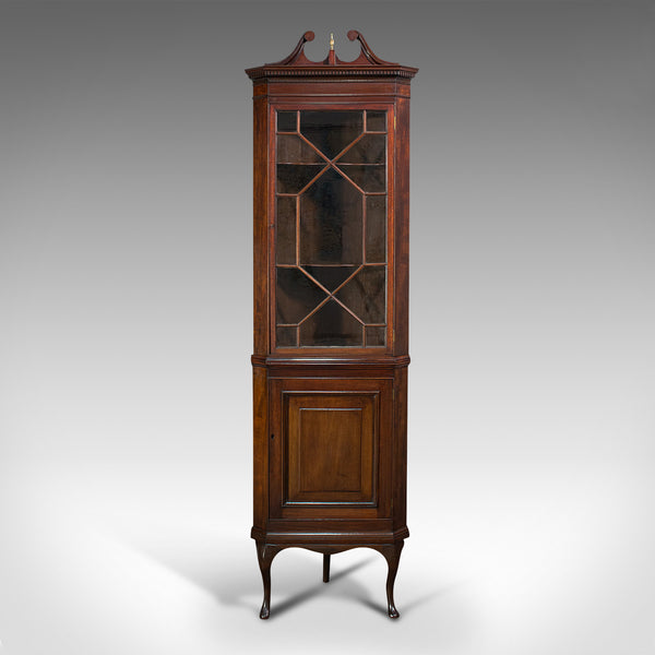 Rare, Tall Antique Corner Cabinet, Mahogany, Cupboard, Georgian Revival, C.1880