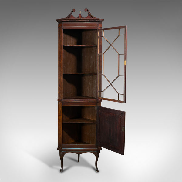 Rare, Tall Antique Corner Cabinet, Mahogany, Cupboard, Georgian Revival, C.1880