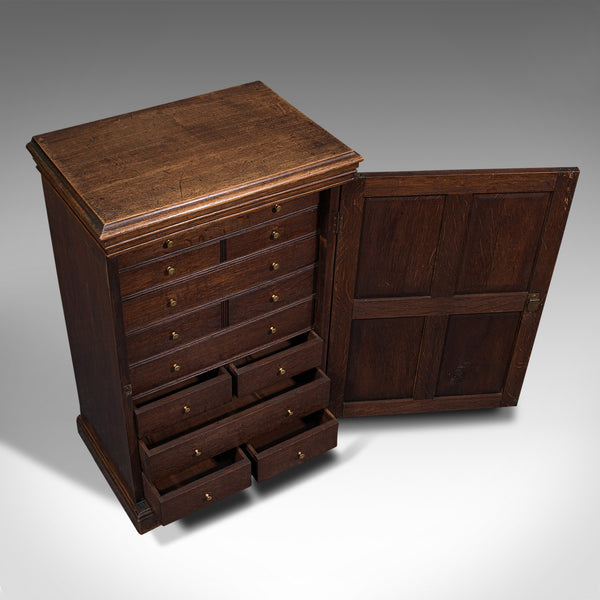 Antique Specimen Chest, English, Oak, Collector's Cabinet, Edwardian, Circa 1910