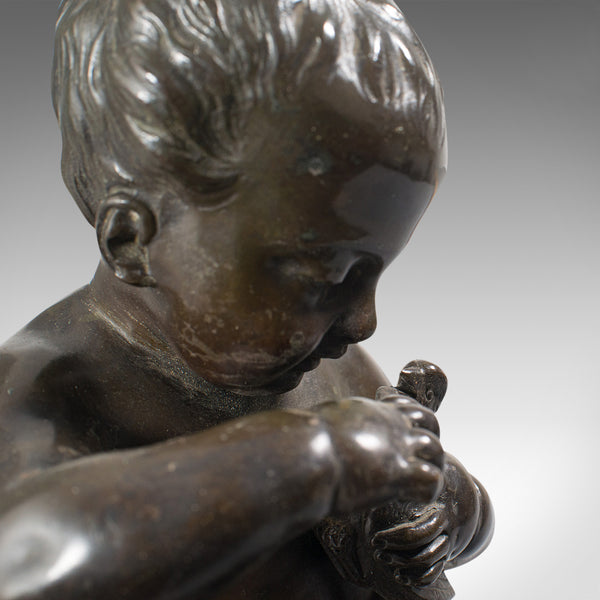 Antique Putto Statue, French, Bronze, Cherub Figure, Late 19th Century, C.1900