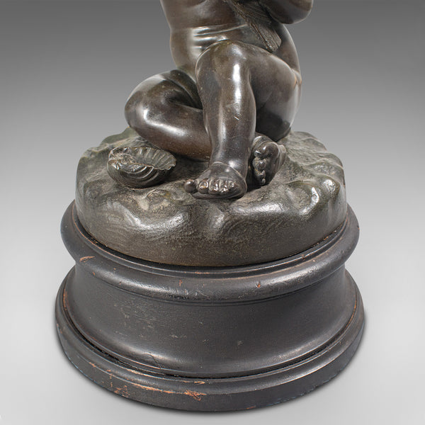 Antique Putto Statue, French, Bronze, Cherub Figure, Late 19th Century, C.1900