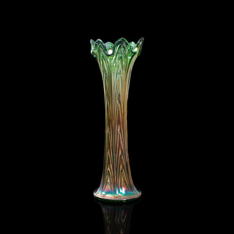 Vintage Flower Vase, English, Carnival Glass, Fluted, Early 20th Century, 1930