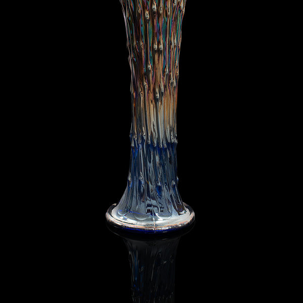 Tall Vintage Decorative Carnival Vase, English, Glass, Flower, Mid Century, 1950