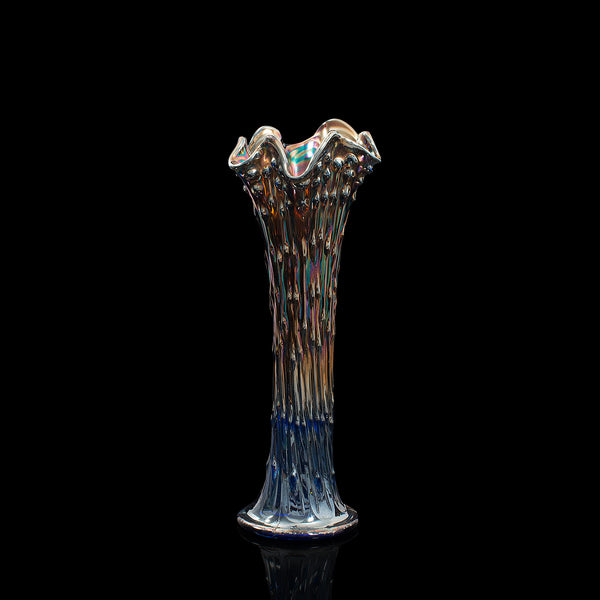 Tall Vintage Decorative Carnival Vase, English, Glass, Flower, Mid Century, 1950