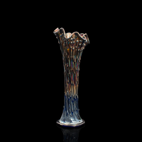 Tall Vintage Decorative Carnival Vase, English, Glass, Flower, Mid Century, 1950