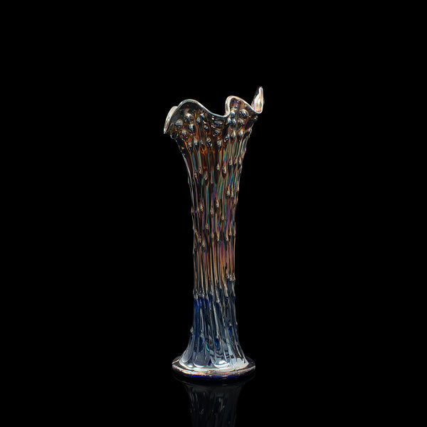 Tall Vintage Decorative Carnival Vase, English, Glass, Flower, Mid Century, 1950