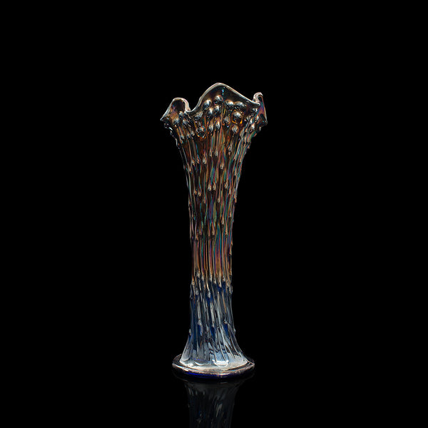 Tall Vintage Decorative Carnival Vase, English, Glass, Flower, Mid Century, 1950