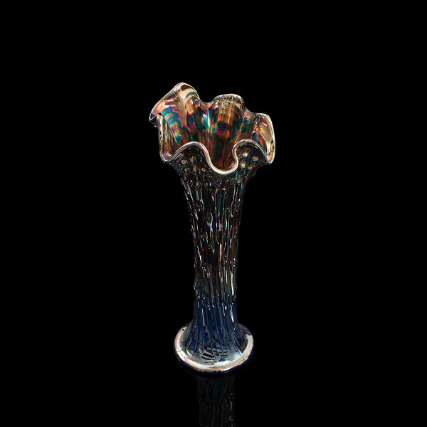 Tall Vintage Decorative Carnival Vase, English, Glass, Flower, Mid Century, 1950