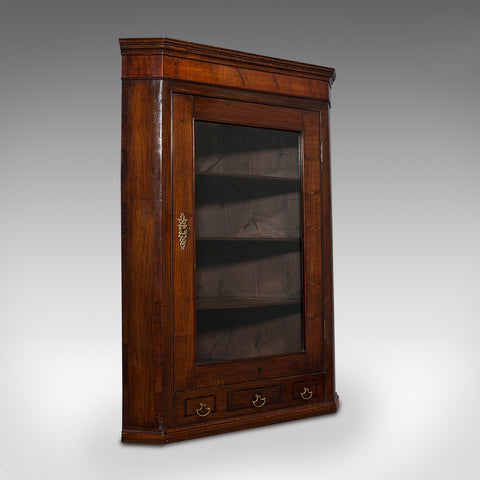 Antique Corner Cabinet, English, Oak, Flame Mahogany, Cupboard, Georgian, C.1800