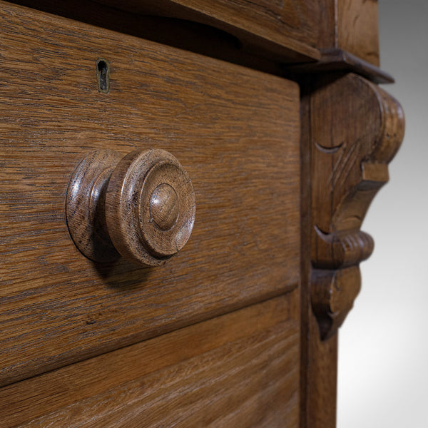 Tall Antique Chest of Drawers, French, Oak, Bedroom, Tallboy, Victorian, C.1900