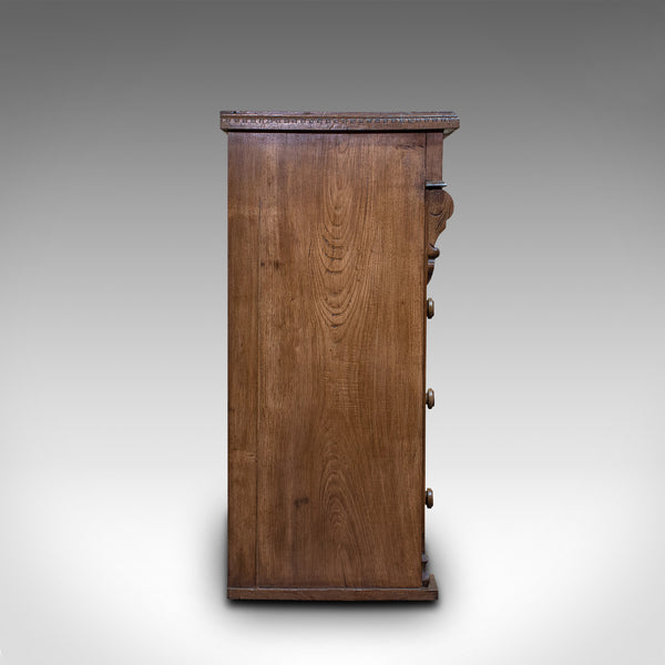 Tall Antique Chest of Drawers, French, Oak, Bedroom, Tallboy, Victorian, C.1900