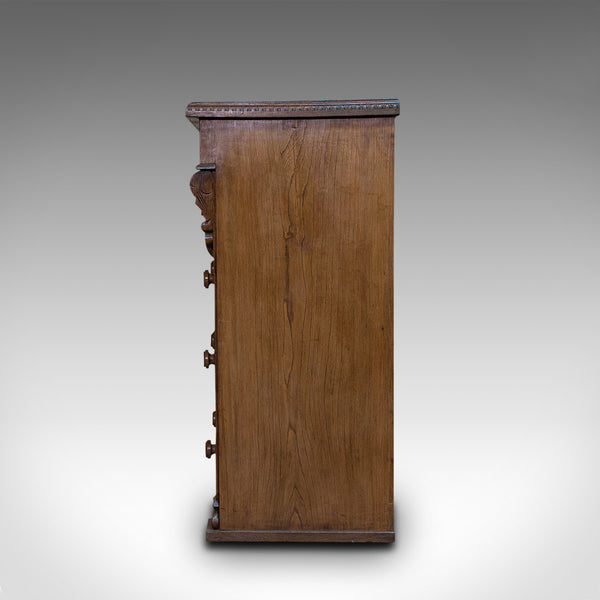 Tall Antique Chest of Drawers, French, Oak, Bedroom, Tallboy, Victorian, C.1900