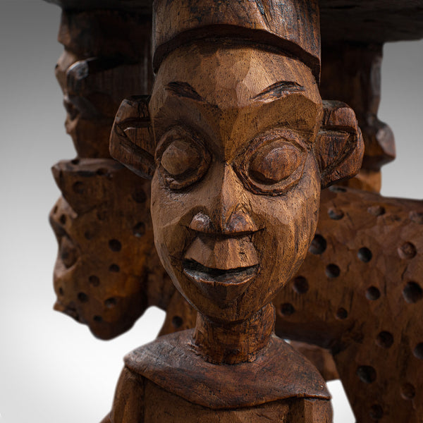 Antique Ceremonial Yoruba Stool, West African, Hardwood, Side, Lamp Table, 1900