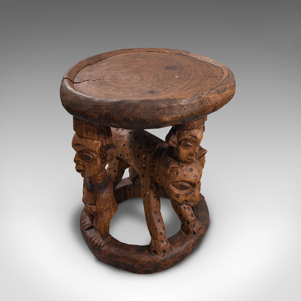 Antique Ceremonial Yoruba Stool, West African, Hardwood, Side, Lamp Table, 1900