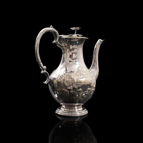 Antique Decorative Tea Urn, English, Silver Plate, Teapot, Edwardian, Circa 1910