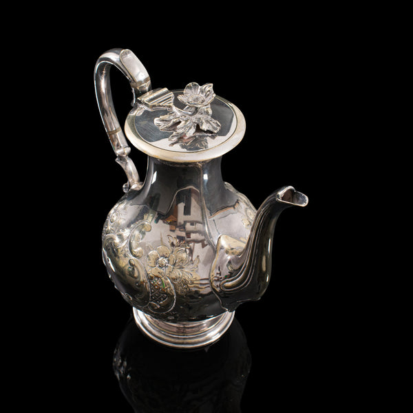 Antique Decorative Tea Urn, English, Silver Plate, Teapot, Edwardian, Circa 1910