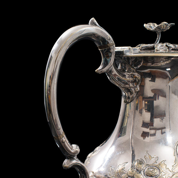 Antique Decorative Tea Urn, English, Silver Plate, Teapot, Edwardian, Circa 1910