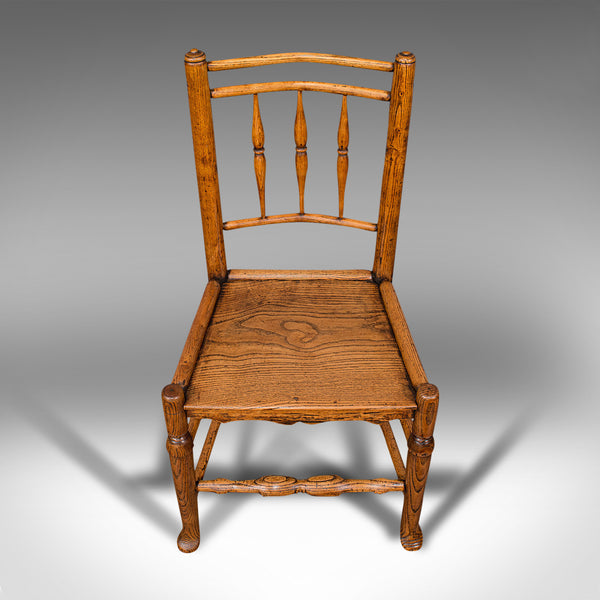 Small Antique Tanner's Chair, English, Ash, Elm, Spindle Back, Seat, Victorian