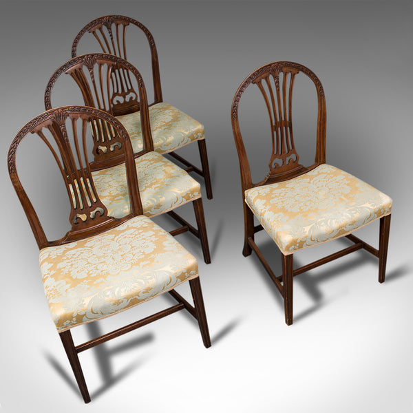 Set Of 4 Hepplewhite Revival Chairs, English, Mahogany, Dining Suite, Victorian